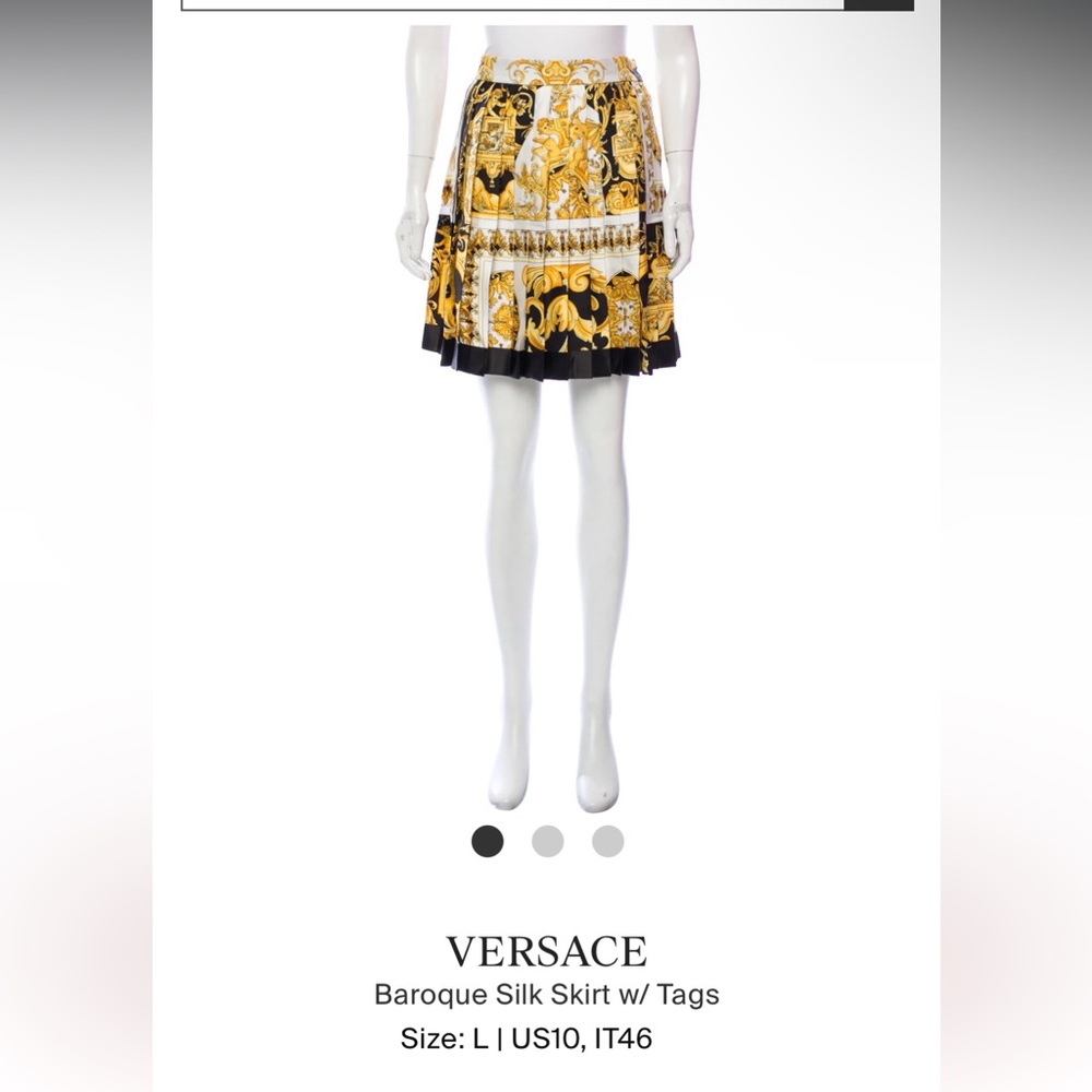 Versace silk pleated baroque skirt size L 46
